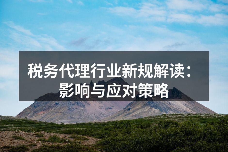 税务代理行业新规解读：影响与应对策略